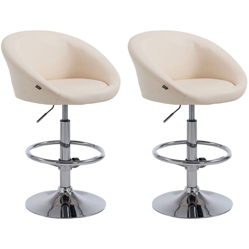 CLP - Ensemble de 2 tabourets en cuir écologique tabouret rembourré avec dossier pivotant différentes couleurs Couleur : Crème