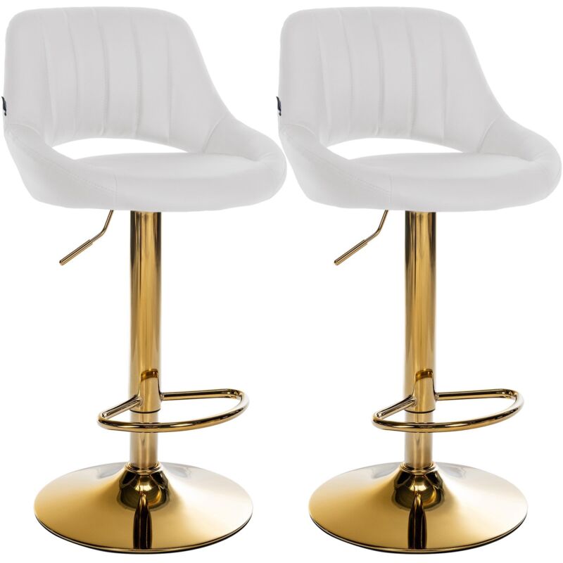 CLP Barhocker 2er Set höhenverstellbar mit Lehne Milet, Barstühle gepolstert Kunstleder, mit Metallgestellen drehbar,