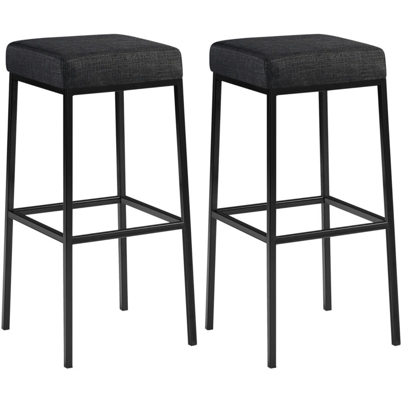 Lot de 2 tabourets de bar Montréal 85 en tissu Gris foncé Noir