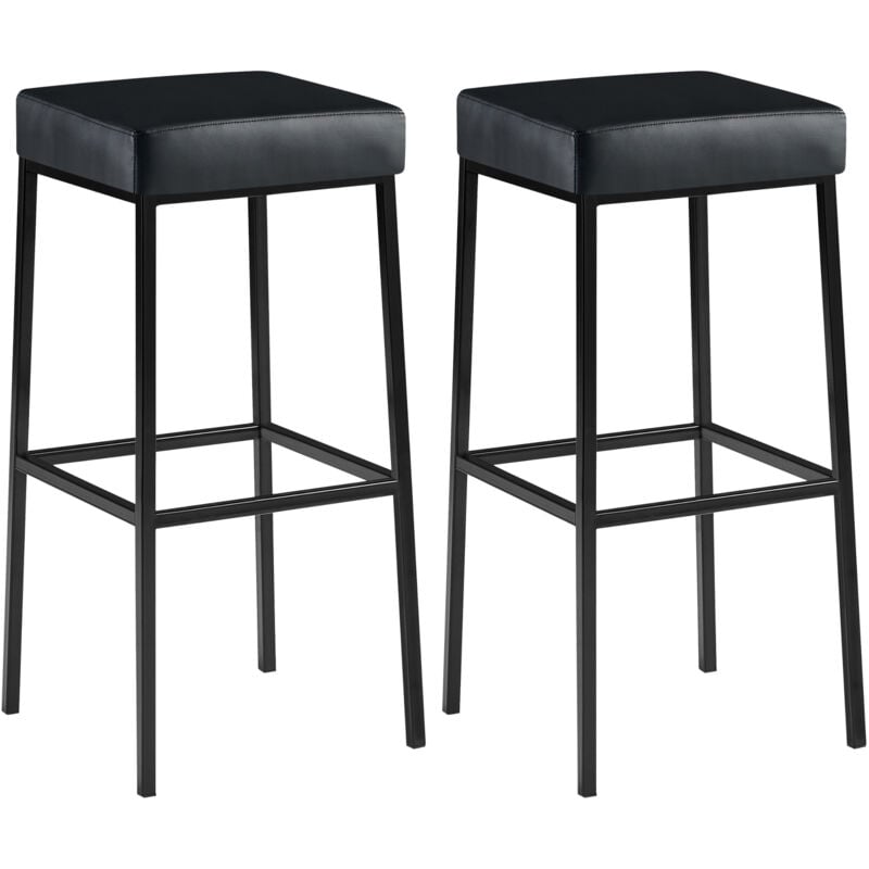 CLP - Lot de 2 tabourets de bar Montréal 85 Similicuir Noir Noir