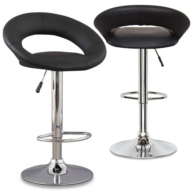 JETI - Lot de 2 tabourets de bar noir JETI
