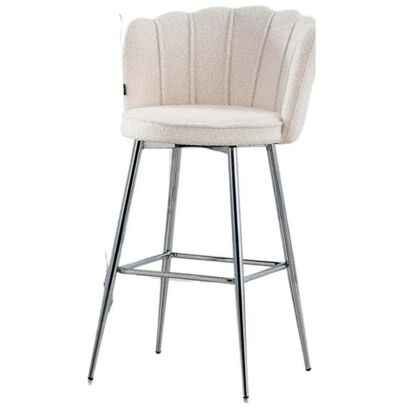 Lot de 2 tabourets de bar NYMPHEA chrome doudou bouclé