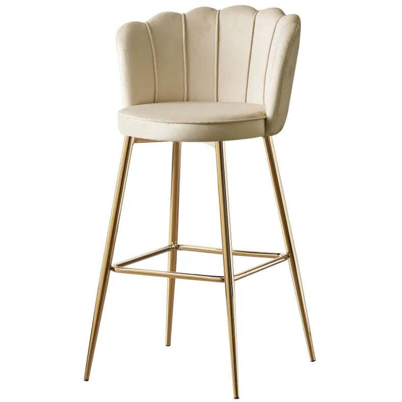 Homy France - Lot de 2 tabourets de bar nymphea gold velours noir