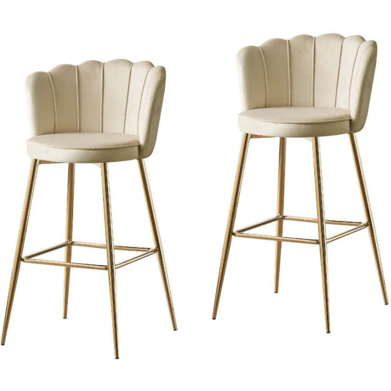 Lot de 2 tabourets de bar NYMPHEA gold velours moka