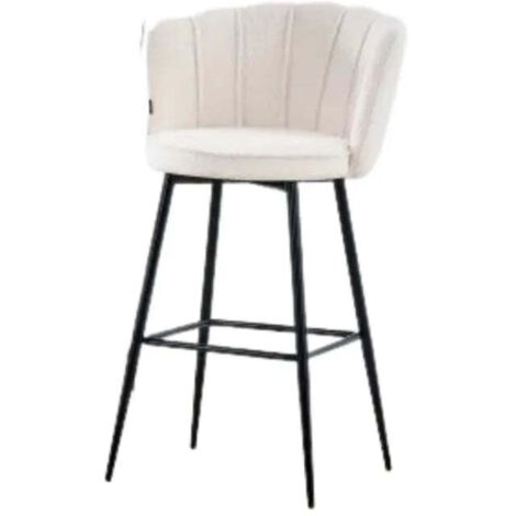 Lot de 2 tabourets de bar NYMPHEA métal noir velours beige