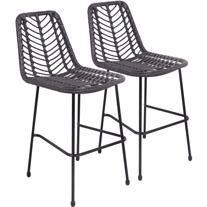 Lot de 2 tabourets de bar en rotin synthétique noirs oka - Happy Garden