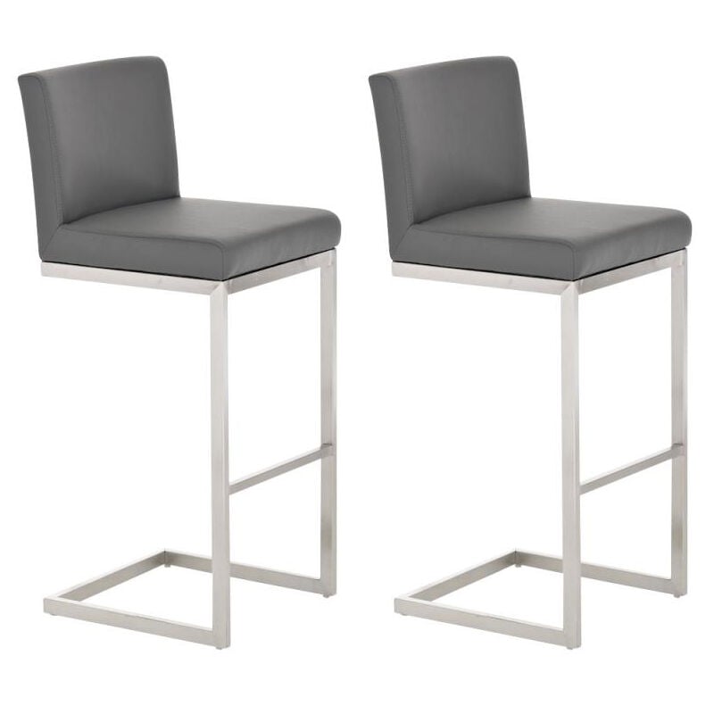 CLP - Ensemble de 2 tabourets de paros en acier et en gris