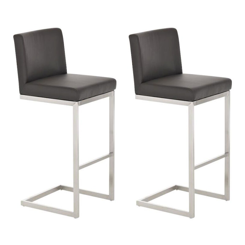 CLP - Ensemble de 2 tabourets de paros en acier et brun comme