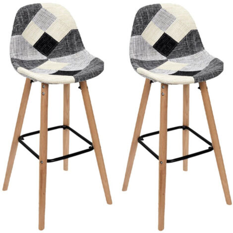 Lot de 2 Tabourets de Bar "Patchwork" 92cm Gris