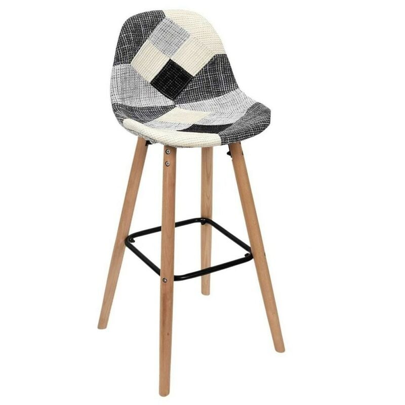Lot de 2 tabourets de bar patchwork gris