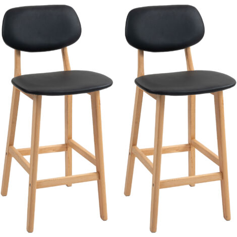 Lot de 2 tabourets de bar PATSY Noir et bois