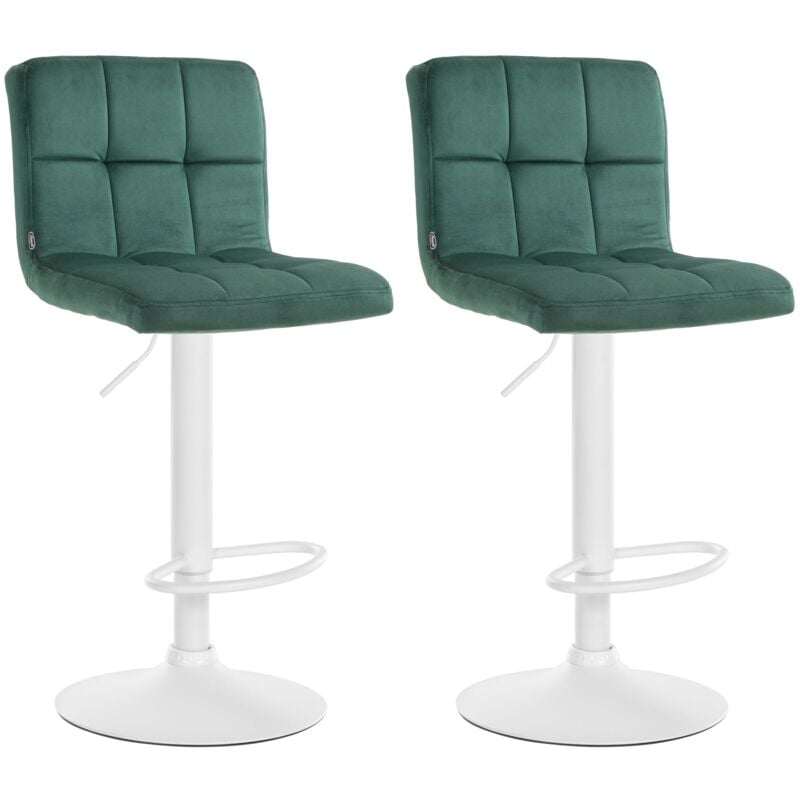 CLP - Lot de 2 tabourets de bar Pérou velours Vert Blanc