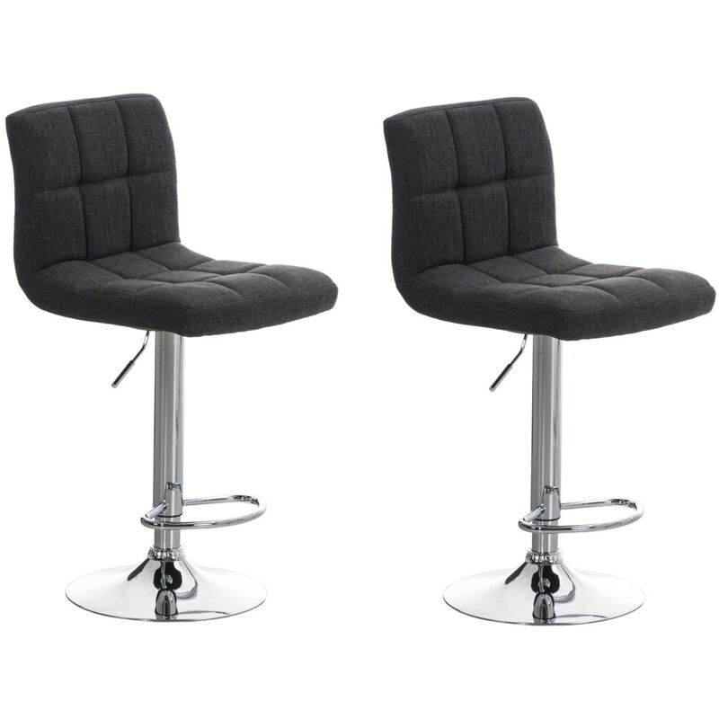 CLP Lot de 2 Tabourets de bar Peru en Tissu Piètement Métal Pivotant et Ajustable , Gris foncé