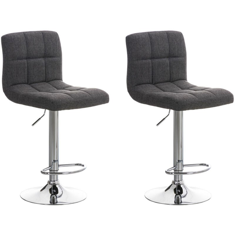 Lot de 2 Tabourets de bar Peru en Tissu Piètement Métal Pivotant et Ajustable Gris clair