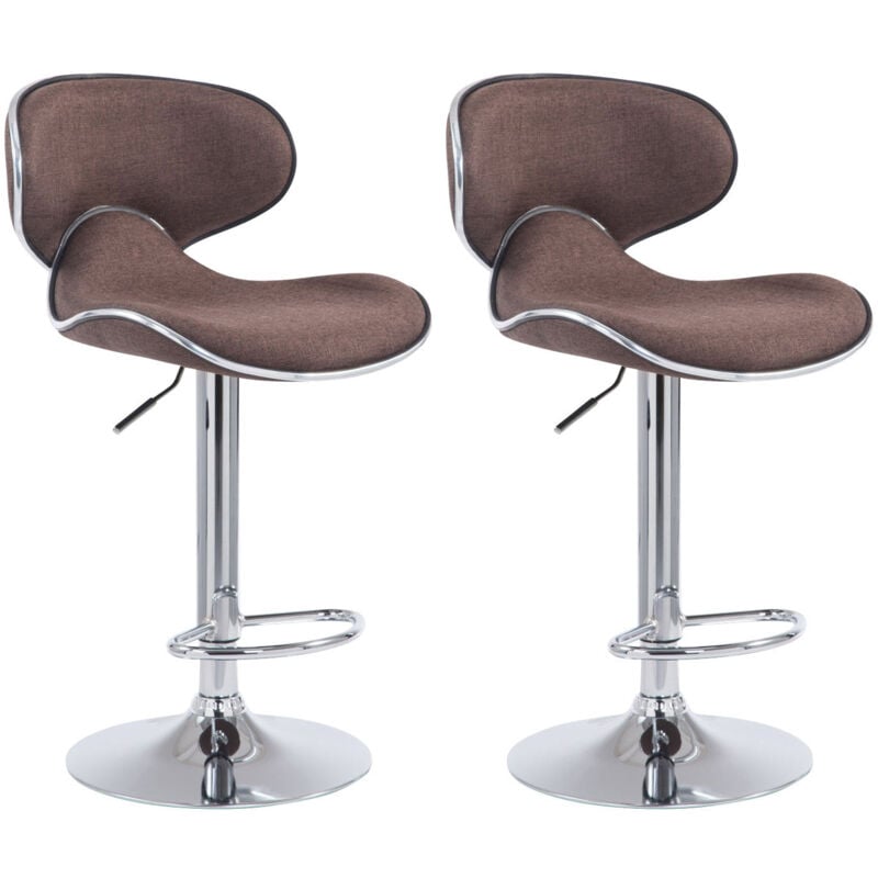 Lot de 2 tabourets de bar pivotant design moderne en tissu marron support en métal chromé 100004266