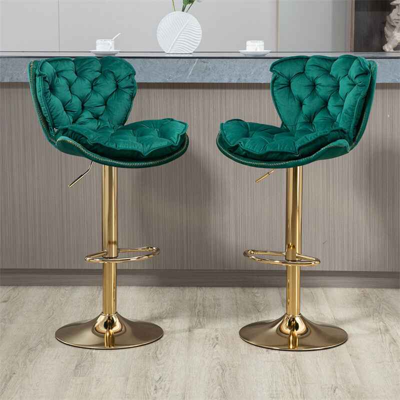 Fortuna Lai - Lot de 2 tabourets de bar pivotants 55x46x92-112cm, tabourets de comptoir réglables avec repose-pieds pour la cuisine et la salle à