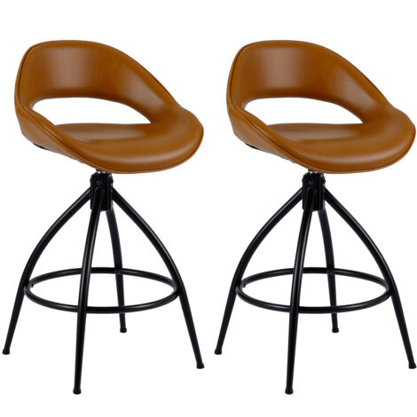 Lot de 2 Tabourets de Bar Pivotants, Tabourets Hauts de Comptoir avec Dossier et Repose-pieds, Chaises de Bar Rembourrées, Charge 150 KG