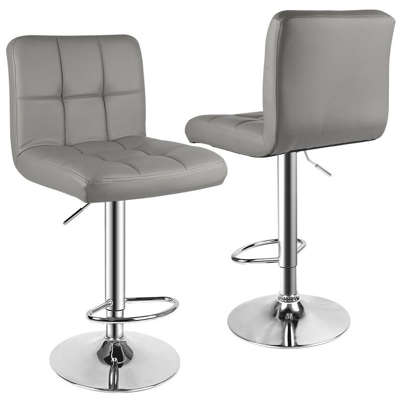 Bigzzia - Lot de 2 Tabourets de Bar - Rattantree Chaise de Cuisine - Rotatif sur 360° - Hauteur Réglable 55-75 cm - avec Dossier et Repose-pieds