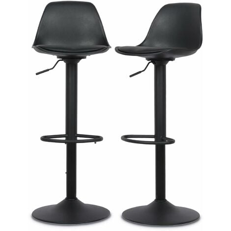 Lot de 2 tabourets de bar r glables Noah simili cuir noir