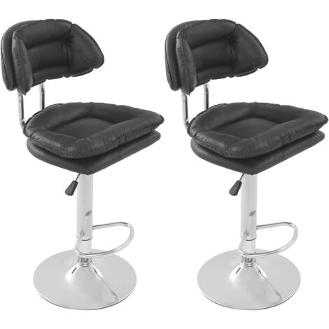 Lot de 2 tabourets de bar réglables en hauteur – 360° pivotant, dossier lombaire, assise mousse haute densité, support 150 kg