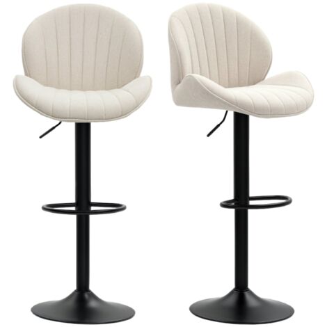Lot de 2 tabourets de bar, réglables en hauteur et pivotants à 360°, adaptés aux salles à manger, cuisine et salon, avec repose-pieds, Chenil, beige