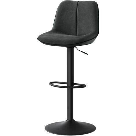 Lot de 2 Tabourets de Bar, Réglables en Hauteur, Pivotants, Velours, Gris