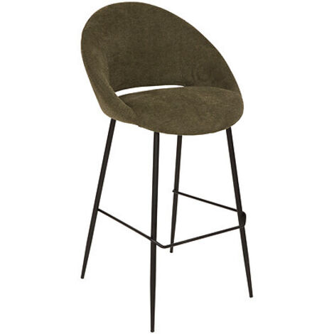 Lot de 2 tabourets de bar rembourrés vert avec repose-pieds - Longueur 54 x Profondeur 52 x Hauteur 101 cm