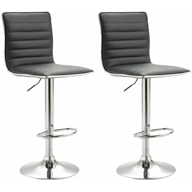 Idimex - Lot de 2 tabourets de bar roca, gris