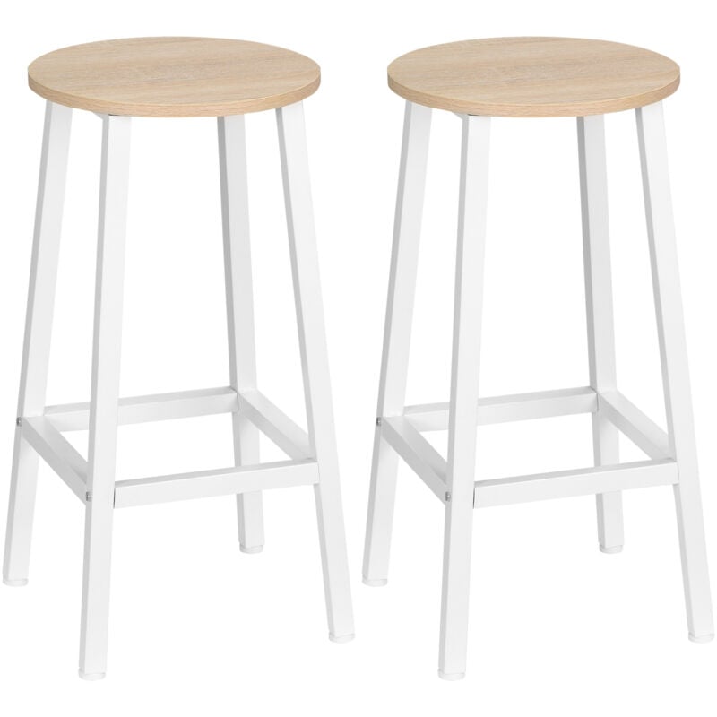 MH - Lot de 2 tabourets de bar safren blanc et bois naturel