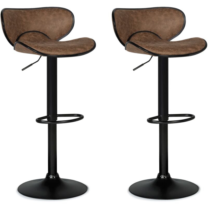 Lot de 2 tabourets de bar sam marron vintage
