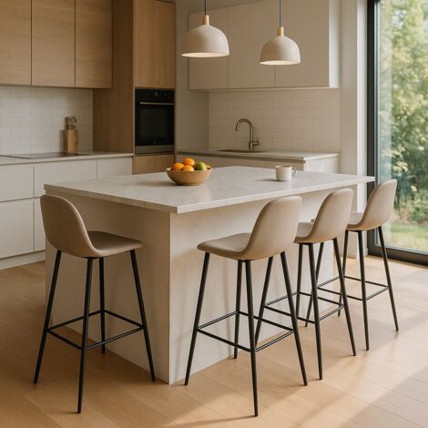 Lot de 2 tabourets de bar SCANDINAVE métal noir velours