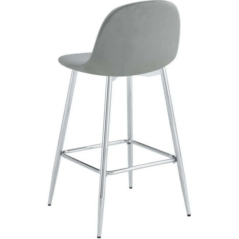 Lot de 2 tabourets de bar SCANDINAVE pied chrome velours