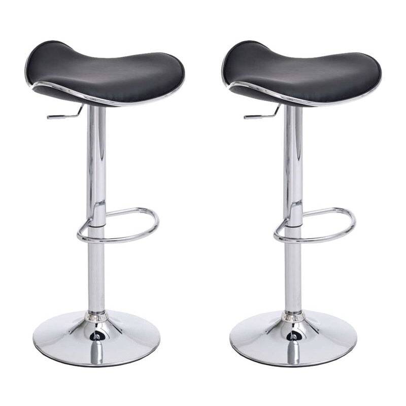 CLP - Ensemble de tabourets de 2 pc élégants en cuir écologique avec repose-pieds pivotant différentes couleurs Couleur : Noir