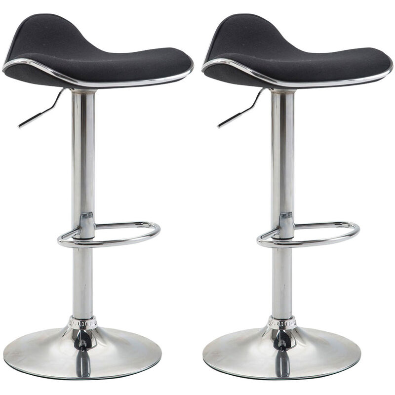 CLP - Set 2 tabourets de bar Shanghai en tissu noir