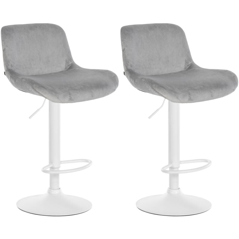 CLP - Lot de 2 tabourets de bar Solon blanc Gris Velours