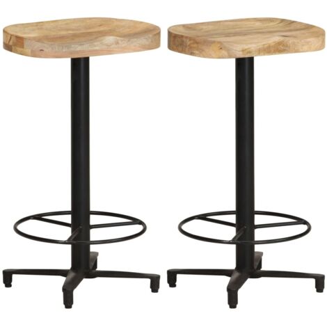 Lot de 2 Tabourets de bar Style Contemporain  Chaises de bar 66 cm Bois de manguier massif 75217