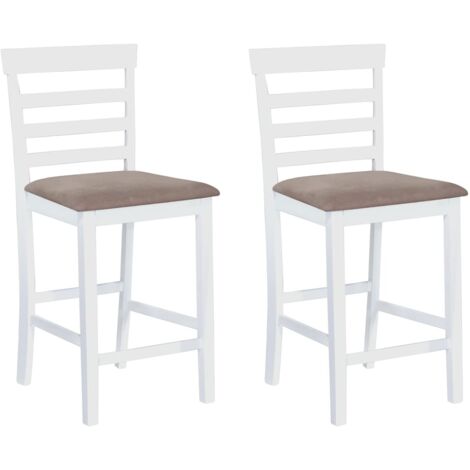 Lot de 2 Tabourets de bar Style Contemporain Chaises de bar Blanc Tissu 72672