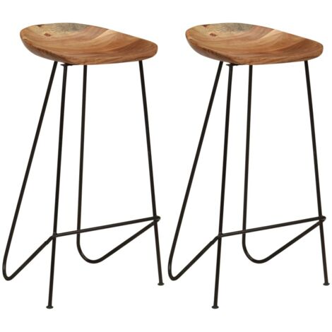 Lot de 2 Tabourets de bar Style Contemporain  Chaises de bar Bois d'acacia massif 50221