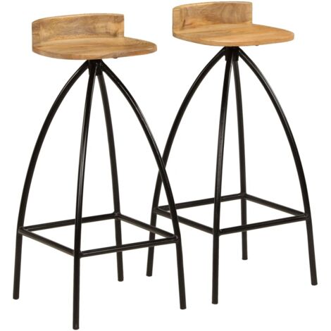 Lot de 2 Tabourets de bar Style Contemporain Chaises de bar Bois de manguier solide 91243