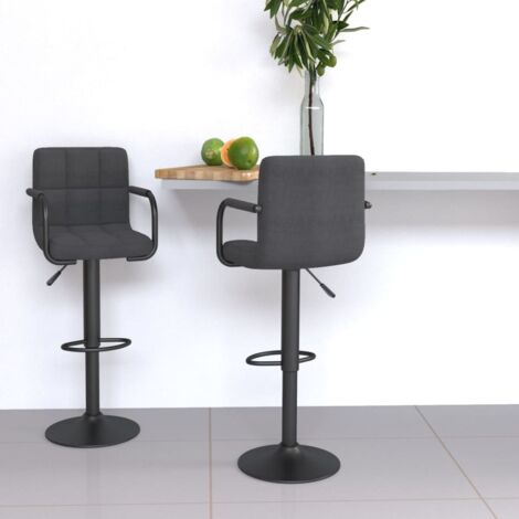 Lot de 2 Tabourets de bar Style Contemporain Chaises de bar Gris foncé Tissu 22335