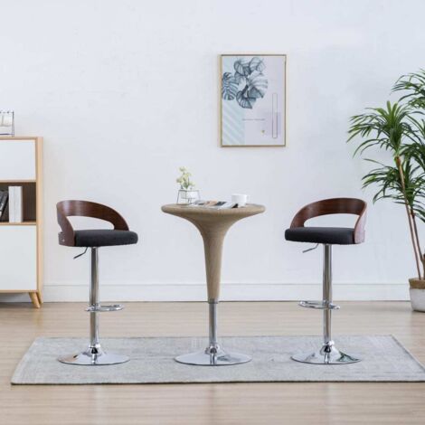 Lot de 2 Tabourets de bar Style Contemporain Chaises de bar Gris foncé Tissu et bois courbé 96082