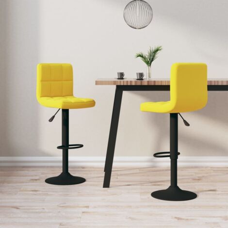 Lot de 2 Tabourets de bar Style Contemporain  Chaises de bar Jaune moutarde Velours 41277