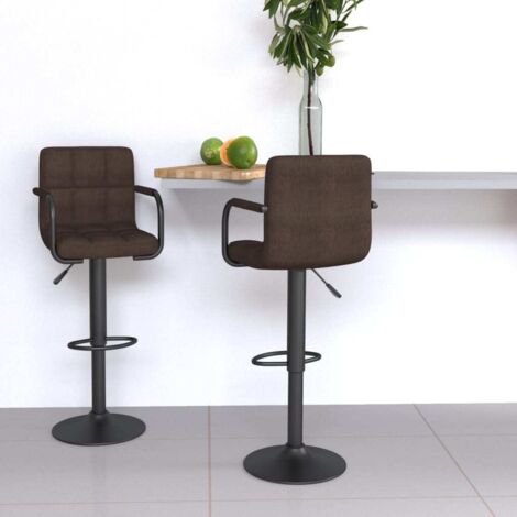 Lot de 2 Tabourets de bar Style Contemporain Chaises de bar Marron Tissu 61363