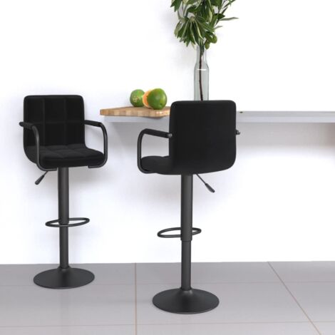 Lot de 2 Tabourets de bar Style Contemporain Chaises de bar Noir Tissu 14897