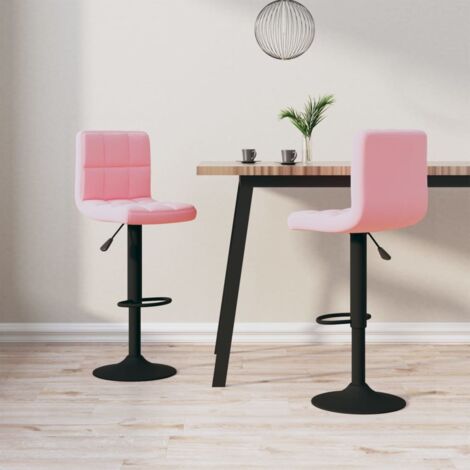 Lot de 2 Tabourets de bar Style Contemporain Chaises de bar Rose Velours 43540