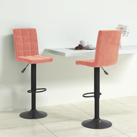 Lot de 2 Tabourets de bar Style Contemporain Chaises de bar Rose Velours 58893