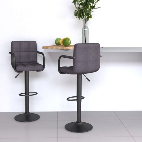 Lot de 2 Tabourets de bar Style Contemporain  Chaises de bar Taupe Tissu 80515