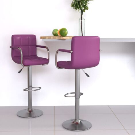 Lot de 2 Tabourets de bar Style Contemporain  Chaises de bar Violet Similicuir 16128