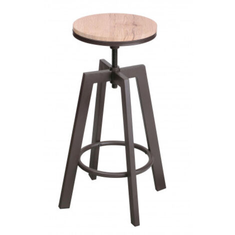 Lot de 2 tabourets de bar style industriel Dock - D 43 x H 71 cm - Bois et Métal - Livraison gratuite