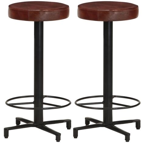 Lot de 2 Tabourets de bar  Tabouret Haut  Chaise de Bar  Siège de Cuisine 66 cm cuir véritable HBTD585593
